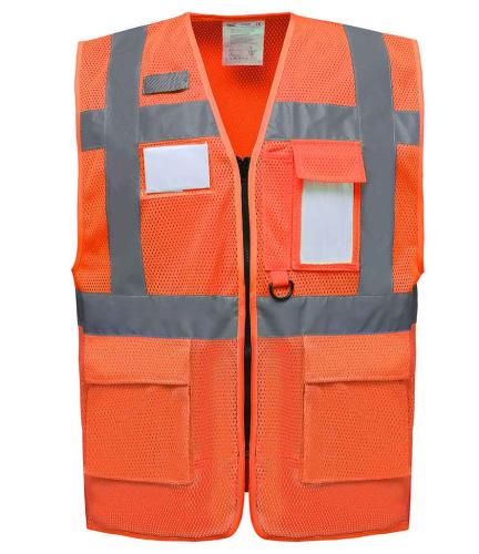 Yoko Open Mesh Executive Waistcoat - Orange - 3XL